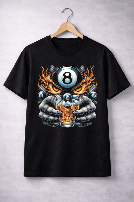 Flaming 8-Ball Skull T-Shirt – Streetwear Graphic Tee