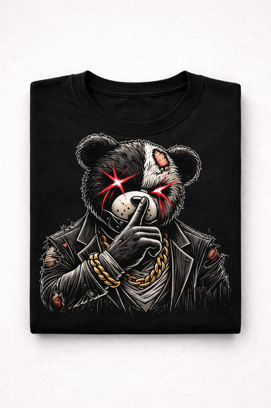 Silent Panda” Graphic T-Shirt – Streetwear Urban Bear Tee, Unisex Cotton Shirt