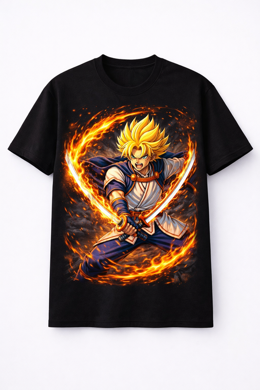 Flame Warrior Tee – Anime Streetwear Graphic T-Shirt