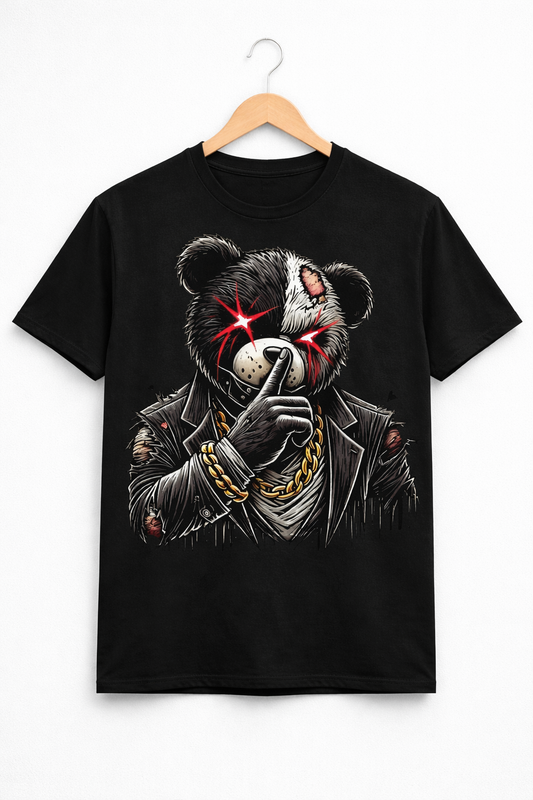 Silent Panda” Graphic T-Shirt – Streetwear Urban Bear Tee, Unisex Cotton Shirt