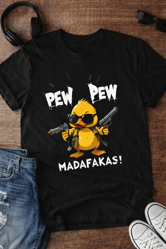 DARKGLOW “PEW PEW” Duck Graphic Tee – Streetwear Premium Cotton Shirt